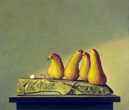 Four Abate Pears - oil on panel- by Marlies Ihmels-Herget